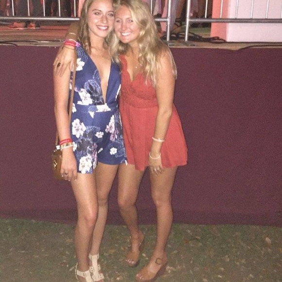 LULUS | RUST RED BACKLESS LACE ROMPER - Picture 5 of 5